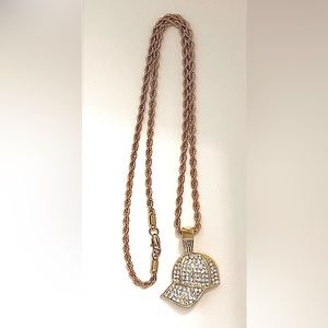 Men’s Chain & Baseball Cap 14k GF & CZs Mens sport gifts for Baseball Season